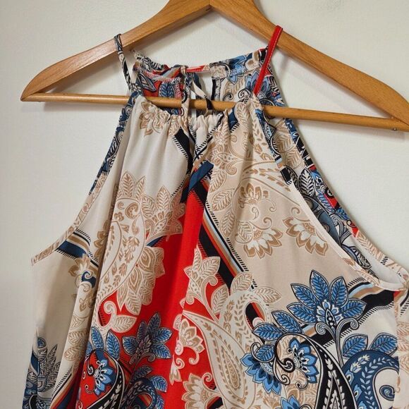 NEVER WORN SHEIN HALTER FRINGED BOHO PAISLEY HANKY SHORT DRESS SZ LARGE - Picture 12 of 14
